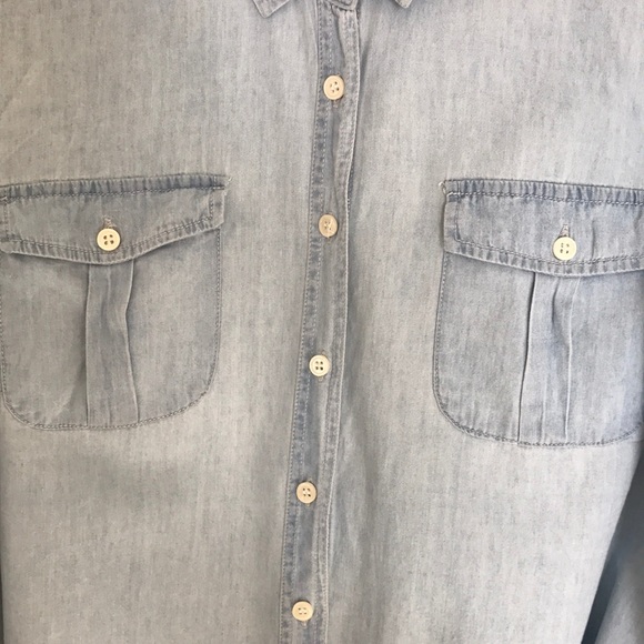 Chambray Denim Button Down Shirt - Picture 2 of 5